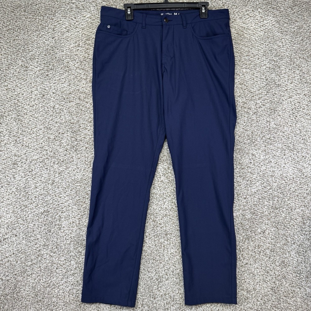 Straight Down Golf Pants Men's Size 34x31 Blue Performance 4 Way Stretch Casual